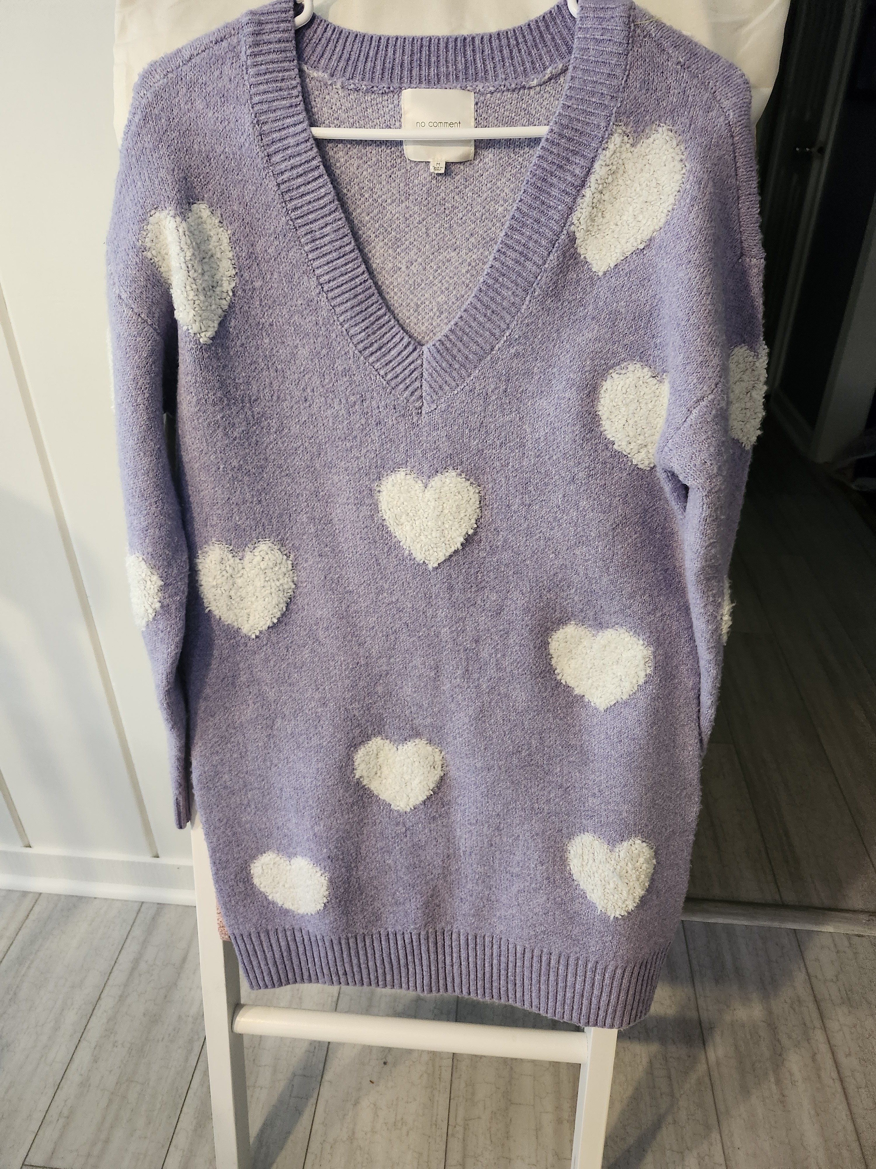 Lavender Heart V-Neck Sweater